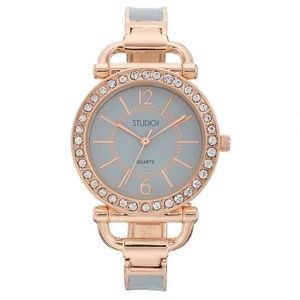 Studio Time Women’s Crystal Hinged Cuff Watch